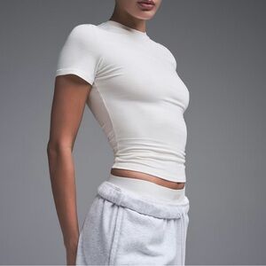 Skims White Cotton Jersey T-Shirt